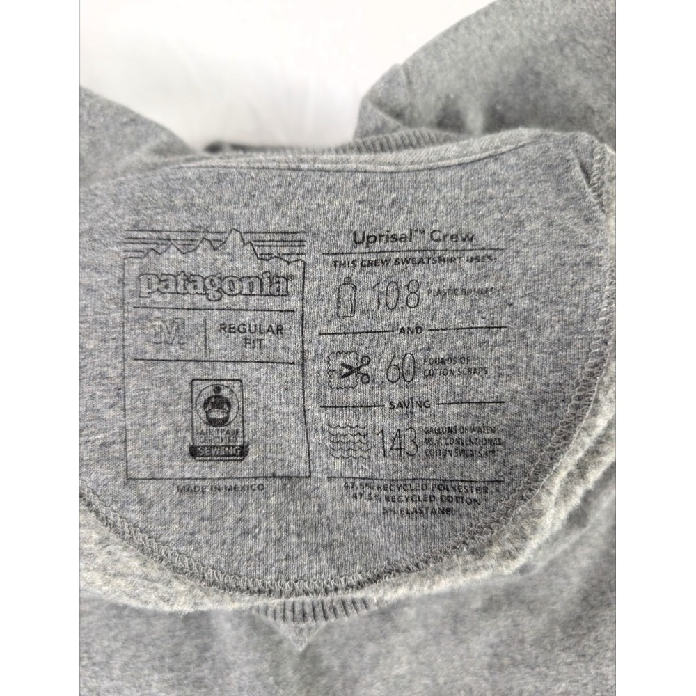 Patagonia Men's Medium Gray Crewneck Sweatshirt Logo Pullover STY39543 FA19 - Picture 12 of 14
